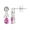 Thumbnail Image 3 of Pear-Shaped Pink Lab-Created Sapphire & White Lab-Created Sapphire Ribbon Dangle Earrings Sterling Silver