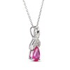 Thumbnail Image 2 of Pear-Shaped Pink Lab-Created Sapphire & White Lab-Created Sapphire Ribbon Necklace Sterling Silver 18"