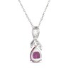 Thumbnail Image 3 of Pear-Shaped Pink Lab-Created Sapphire & White Lab-Created Sapphire Ribbon Necklace Sterling Silver 18"