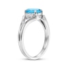 Thumbnail Image 2 of Oval-Cut Swiss Blue Topaz & White Lab-Created Sapphire Ring Sterling Silver