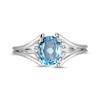 Thumbnail Image 3 of Oval-Cut Swiss Blue Topaz & White Lab-Created Sapphire Ring Sterling Silver