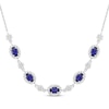 Thumbnail Image 1 of Oval-Cut Blue & White Lab-Created Sapphire Necklace Sterling Silver 18"