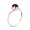 Thumbnail Image 2 of Lab-Created Ruby & White Lab-Created Sapphire Halo Ring Sterling Silver