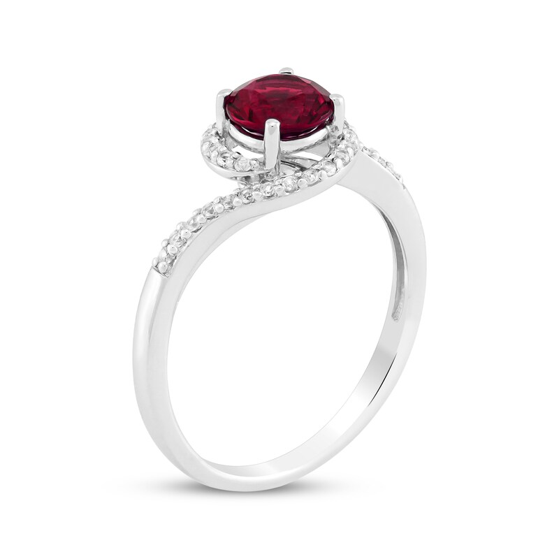 Main Image 2 of Lab-Created Ruby & White Lab-Created Sapphire Halo Ring Sterling Silver