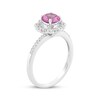 Thumbnail Image 2 of Pink & White Lab-Created Sapphire Flower Halo Ring Sterling Silver