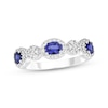 Thumbnail Image 1 of Oval-Cut Blue Lab-Created Sapphire & White Lab-Created Sapphire Halo Ring Sterling Silver