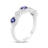 Thumbnail Image 2 of Oval-Cut Blue Lab-Created Sapphire & White Lab-Created Sapphire Halo Ring Sterling Silver
