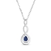 Thumbnail Image 3 of Pear-Shaped Blue Lab-Created Sapphire & White Lab-Created Sapphire Twist Drop Necklace Sterling Silver 18"