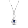 Thumbnail Image 2 of Pear-Shaped Blue Lab-Created Sapphire & White Lab-Created Sapphire Twist Drop Necklace Sterling Silver 18"