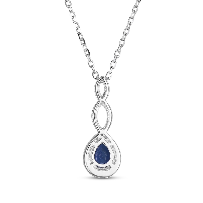 Main Image 3 of Pear-Shaped Blue Lab-Created Sapphire & White Lab-Created Sapphire Twist Drop Necklace Sterling Silver 18"