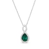 Thumbnail Image 0 of Pear-Shaped Lab-Created Emerald & White Lab-Created Sapphire Twist Frame Necklace Sterling Silver 18"