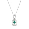 Thumbnail Image 2 of Pear-Shaped Lab-Created Emerald & White Lab-Created Sapphire Twist Frame Necklace Sterling Silver 18"