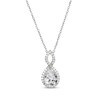 Thumbnail Image 1 of Pear-Shaped White Lab-Created Sapphire Twist Frame Necklace Sterling Silver 18"