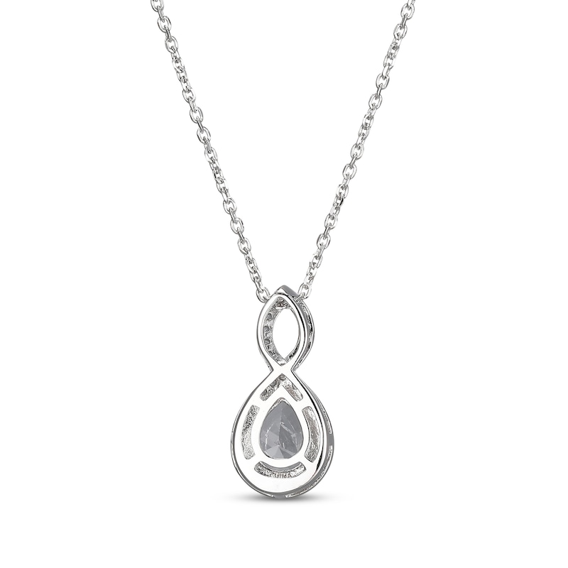 Pear-Shaped White Lab-Created Sapphire Twist Frame Necklace Sterling Silver 18"