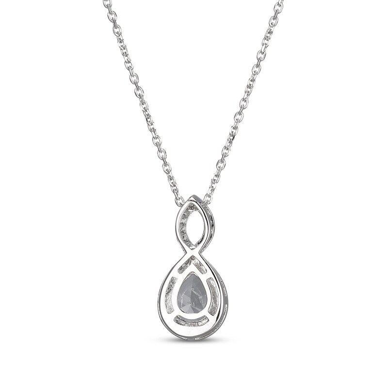 Pear-Shaped White Lab-Created Sapphire Twist Frame Necklace Sterling Silver 18"