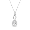 Thumbnail Image 1 of Pear-Shaped White Lab-Created Sapphire Twist Drop Necklace Sterling Silver 18"