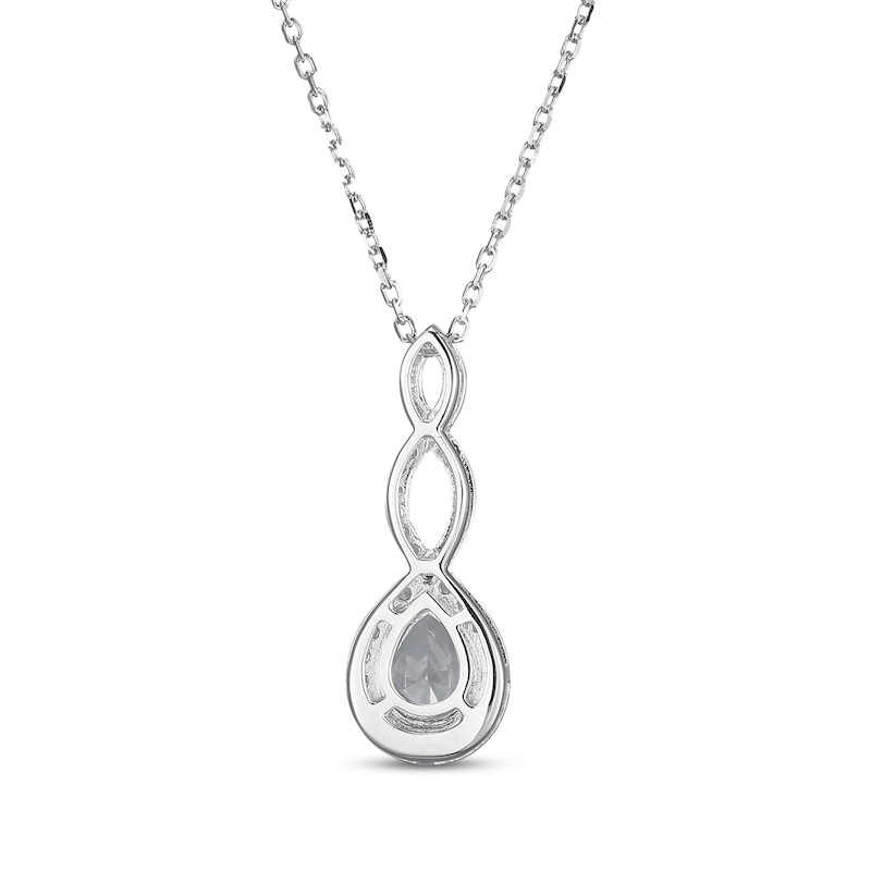 Main Image 3 of Pear-Shaped White Lab-Created Sapphire Twist Drop Necklace Sterling Silver 18"
