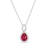 Thumbnail Image 0 of Pear-Shaped Lab-Created Ruby & White Lab-Created Sapphire Twist Frame Necklace Sterling Silver 18"