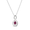 Thumbnail Image 2 of Pear-Shaped Lab-Created Ruby & White Lab-Created Sapphire Twist Frame Necklace Sterling Silver 18"