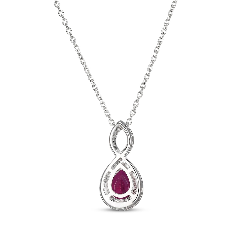 Pear-Shaped Lab-Created Ruby & White Lab-Created Sapphire Twist Frame Necklace Sterling Silver 18"