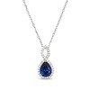 Thumbnail Image 1 of Pear-Shaped Blue Lab-Created Sapphire & White Lab-Created Sapphire Twist Frame Necklace Sterling Silver 18"