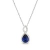 Thumbnail Image 0 of Pear-Shaped Blue Lab-Created Sapphire & White Lab-Created Sapphire Twist Frame Necklace Sterling Silver 18"