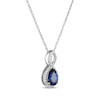 Thumbnail Image 2 of Pear-Shaped Blue Lab-Created Sapphire & White Lab-Created Sapphire Twist Frame Necklace Sterling Silver 18"