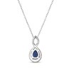 Thumbnail Image 3 of Pear-Shaped Blue Lab-Created Sapphire & White Lab-Created Sapphire Twist Frame Necklace Sterling Silver 18"