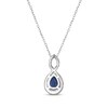 Thumbnail Image 2 of Pear-Shaped Blue Lab-Created Sapphire & White Lab-Created Sapphire Twist Frame Necklace Sterling Silver 18"