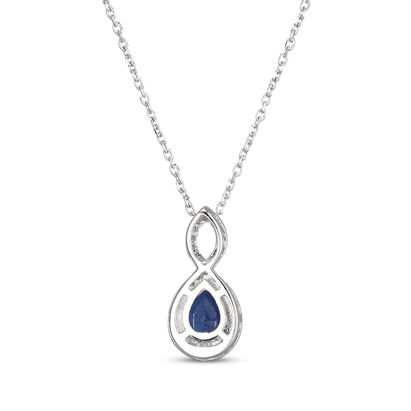 Main Image 3 of Pear-Shaped Blue Lab-Created Sapphire & White Lab-Created Sapphire Twist Frame Necklace Sterling Silver 18"