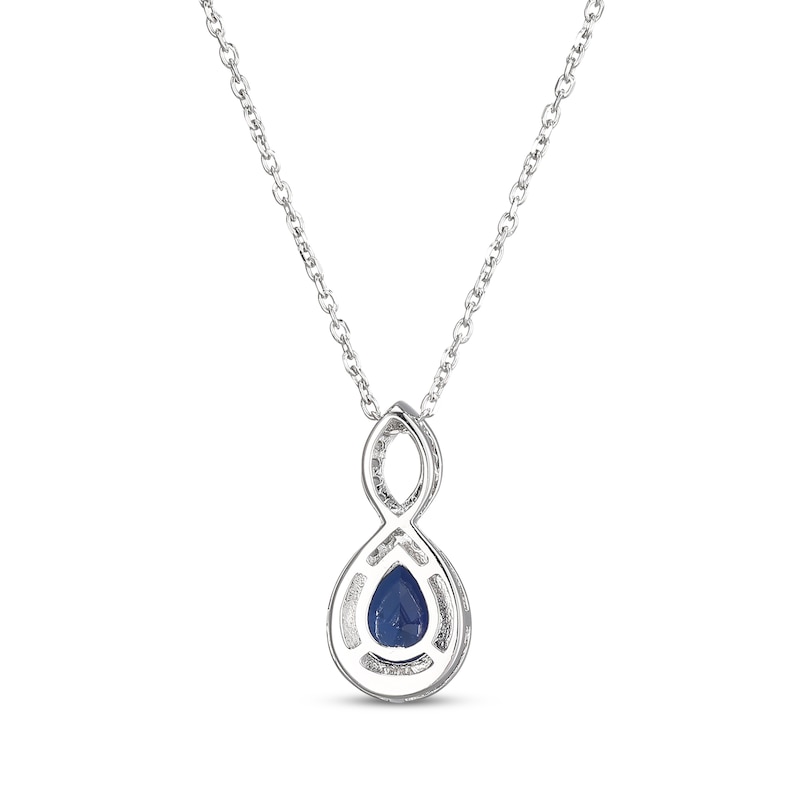 Pear-Shaped Blue Lab-Created Sapphire & White Lab-Created Sapphire Twist Frame Necklace Sterling Silver 18"