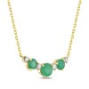 Thumbnail Image 2 of Natural Emerald & Diamond Curved Bar Necklace 1/6 ct tw 10K Yellow Gold 18"