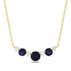 Thumbnail Image 1 of Natural Blue Sapphire & Diamond Curved Bar Necklace 1/6 ct tw 10K Yellow Gold 18"
