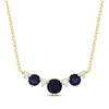 Thumbnail Image 0 of Natural Blue Sapphire & Diamond Curved Bar Necklace 1/6 ct tw 10K Yellow Gold 18"