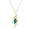 Thumbnail Image 1 of Marquise-Cut Lab-Created Emerald & Diamond Wishbone Necklace 1/10 ct tw 10K Yellow Gold 18"