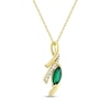 Thumbnail Image 2 of Marquise-Cut Lab-Created Emerald & Diamond Wishbone Necklace 1/10 ct tw 10K Yellow Gold 18"