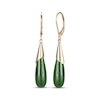 Thumbnail Image 1 of Pear-Shaped Nephrite Jade Drop Earrings 14K Yellow Gold 41mm
