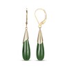 Thumbnail Image 3 of Pear-Shaped Nephrite Jade Drop Earrings 14K Yellow Gold 41mm
