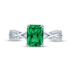 Thumbnail Image 3 of Emerald-Cut Lab-Created Emerald & Diamond Ring 1/20 ct tw Sterling Silver