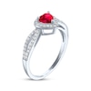 Thumbnail Image 2 of Heart-Shaped Lab-Created Ruby & White Lab-Created Sapphire Ring Sterling Silver