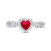 Thumbnail Image 3 of Heart-Shaped Lab-Created Ruby & White Lab-Created Sapphire Ring Sterling Silver