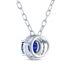 Thumbnail Image 3 of Oval-Cut Blue & White Lab-Created Sapphire Halo Necklace Sterling Silver 18"