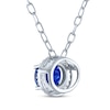 Thumbnail Image 2 of Oval-Cut Blue & White Lab-Created Sapphire Halo Necklace Sterling Silver 18"