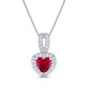 Thumbnail Image 1 of Heart-Shaped Lab-Created Ruby & White Lab-Created Sapphire Necklace Sterling Silver 18"