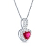 Thumbnail Image 2 of Heart-Shaped Lab-Created Ruby & White Lab-Created Sapphire Necklace Sterling Silver 18"