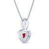 Thumbnail Image 3 of Heart-Shaped Lab-Created Ruby & White Lab-Created Sapphire Necklace Sterling Silver 18"