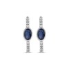 Thumbnail Image 2 of Oval-Cut Natural Blue Sapphire & Diamond Hoop Earrings 1/8 ct tw Sterling Silver