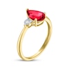 Thumbnail Image 2 of Pear-Shaped Lab-Created Ruby & Diamond Accent Ring 10K Yellow Gold