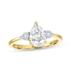 Thumbnail Image 1 of Pear-Shaped White Lab-Created Sapphire & Diamond Accent Ring 10K Yellow Gold