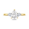 Thumbnail Image 3 of Pear-Shaped White Lab-Created Sapphire & Diamond Accent Ring 10K Yellow Gold